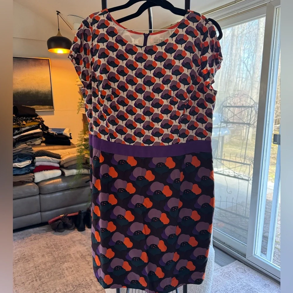 Boden Purple Multicolor Patterned Midi Dress - Picture 1 of 5